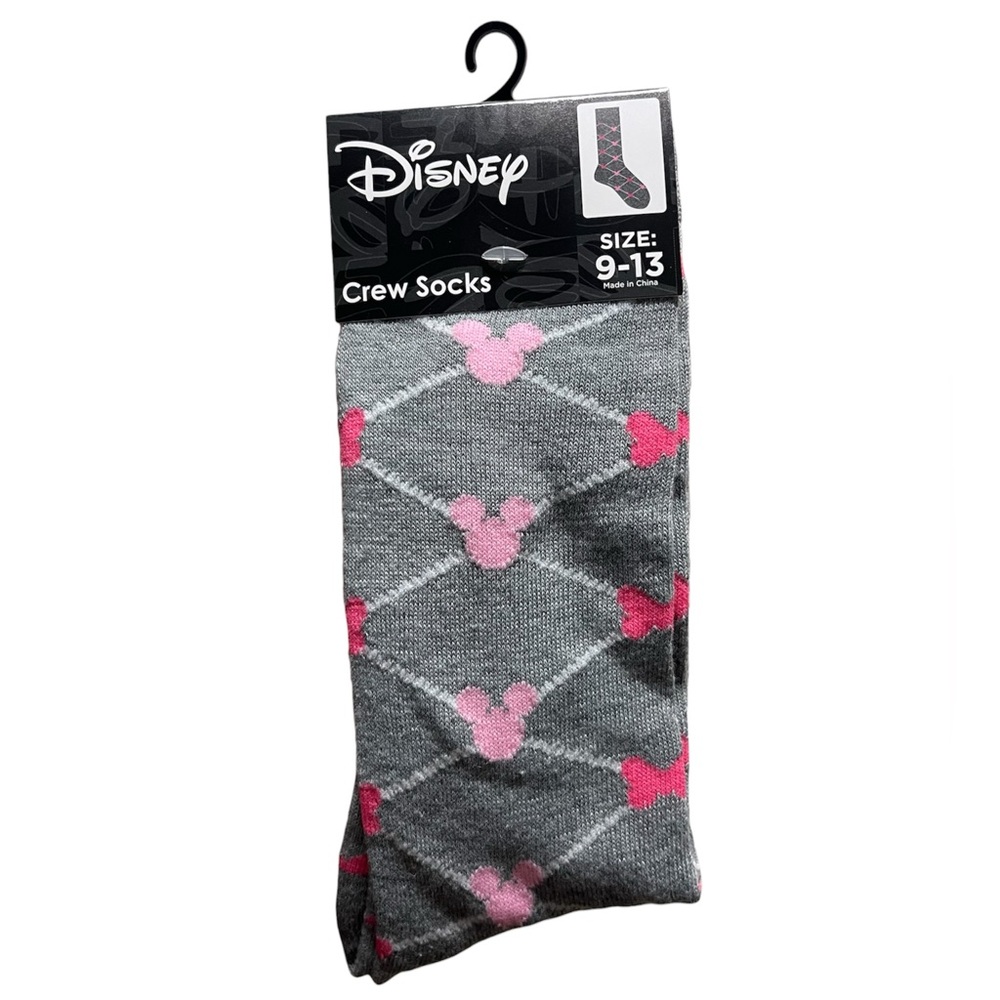Disney Pink and Gray Mickey Mouse Crew Socks